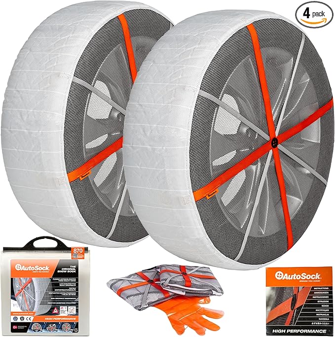 AutoSock Passenger Vehicle Snow Socks for Tires, HP870 - Car Sock Tire Traction Device for Snow, Ultimate Chain Alternative f