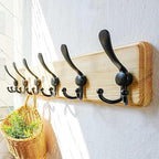 Dseap Coat Rack Wall Mounted - 24" Long 6 Tri Hooks, Heavy Duty Wooden Wall Coat Hanger Coat Hook for Clothes Hat Jacket Clot
