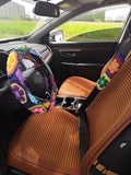 YDM Crochet Steering Wheel Cover, Sunflower Design, Standard Size (14-15 inches), Cotton, Slip Resistant, Elastic, Customizable Color, Gift Idea