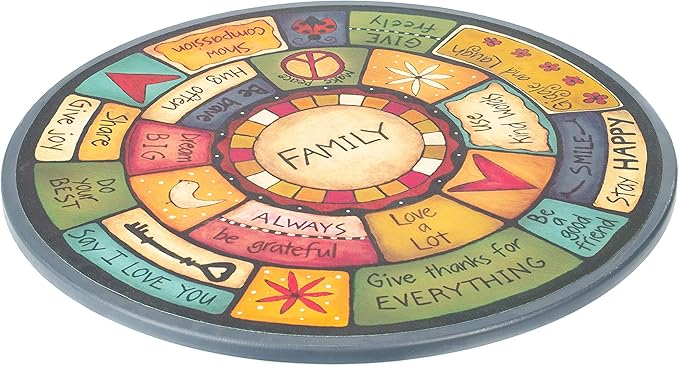 DEMDACO Family Values Love Kind Peace Multicolored 18 x 18 Wood Composite Lazy Susan