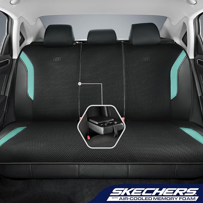 Skechers Memory Foam Car Seat Covers, Air Cool Mesh Thick Seat Covers, Car Seat Full Sets, Airbag Compatible, Automotive Comf