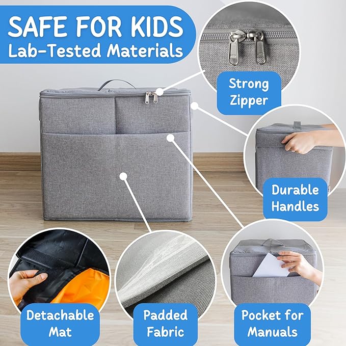 XL Toy Storage Organizer with Play Mat - Storage Bag/Box for Kids, Boys, Girls, Nursery, Playroom - Basket for Building Brick