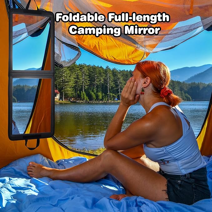LPHUMEX Foldable Full Length Dance Mirror – 33” Portable Shatterproof Hanging Mirror, Folding Full Length Travel Mirror for D