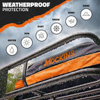 Mockins 50"x36"x4.5" Extendable Car Rooftop Cargo Carrier Rack | 250 Lbs. Capacity Weatherproof Steel Universal Roof Rack Basket | Heavy Duty Car Roof Cargo Carrier Set w/Ratchet Straps & Bungee Net