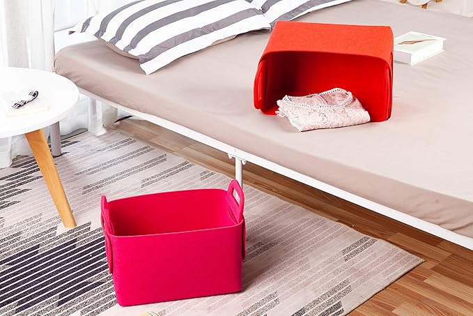 Minoisome Storage Basket Felt Storage Bin Collapsible& Convenient Box Organizer with Carry Handles for Office Bedroom Closet 