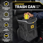 CAT® Car Trash Can & Ice Cooler – 2.4 Gallon Hanging Organizer with Anti-Spill Lid, Leak-Proof Waterproof Liner, Multi-Use Vehicle Bin for Cars, Trucks, SUVs – Heavy-Duty Travel Accessory