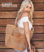 KALIDI BeachNylon Mesh Tote Bag, Casual Tote Bag Hobo Women Foldable MAX 23L Shoulder Bag For Beach Picnic Vacation