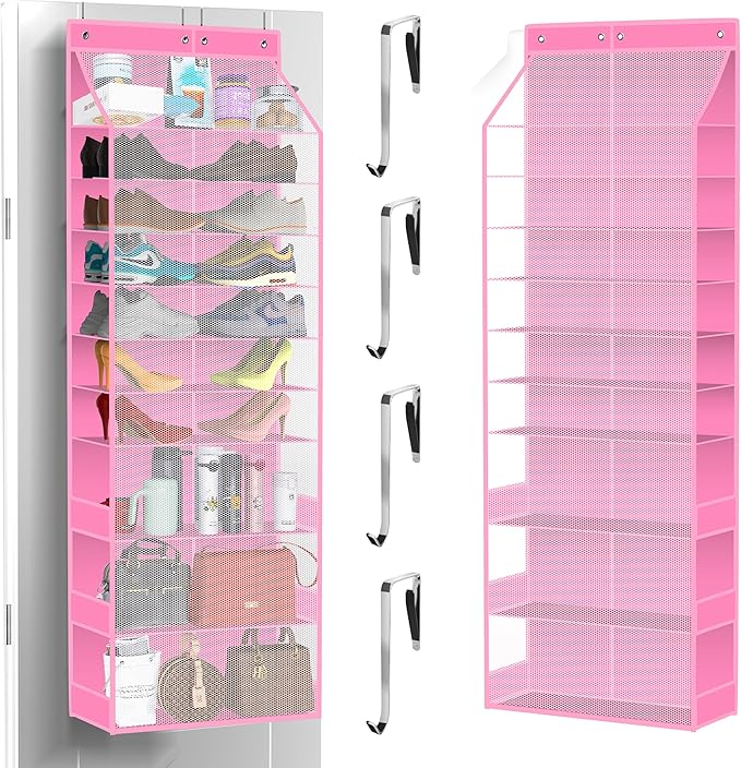 PAULONE 10-Pocket Multi-Use Over the Door Organizer, Heavy Duty 95lbs Capacity with Breathable Mesh, Versatile Hanging Storag