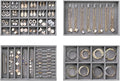 Velvet Jewelry Drawer Organizer Trays – Grey Stackable Jewelry Storage Inserts Set, 4-Layer Jewelry Tray Set for Earrings, Ri