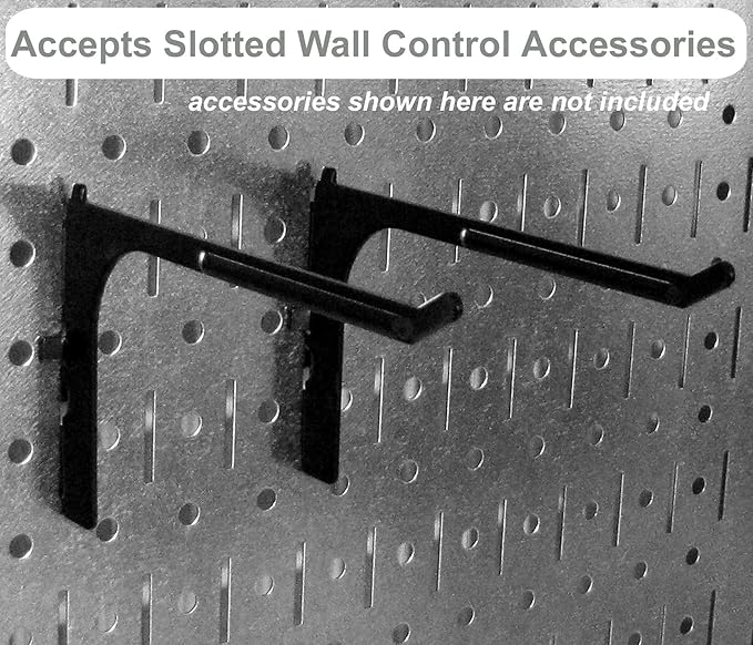 Wall Control 4 ft Metal Pegboard Standard Tool Storage Kit with Red Toolboard and White Accessories