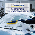 Michelin Snow Brush for Car Windshield – Ice Scraper with 34-50” Hybrid Extendable Handle Ergonomic Multi-Tool Detachable Swivel Head Non-Slip Foam Grip Heavy Duty Snow Remover for SUV, Truck