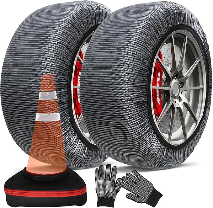 K-Musculo Snow Socks for Tires Traffic Cones, Snow Socks Snow Chain for Car SUV Pickup Easy to Use, Ultimate Grip, Washable.1