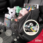 Lusso Gear Car Seat Organizer - Built-In Car Cup Holders & Mesh Pockets - Foldable Back Seat Organizer with Handles - Kids Roa