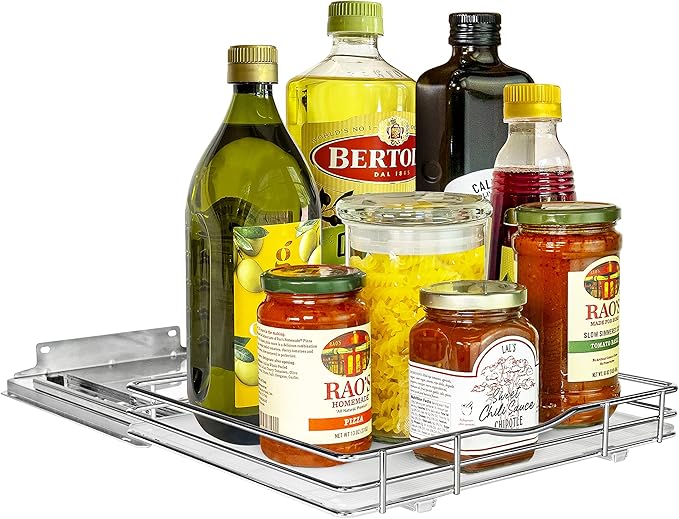 LYNK PROFESSIONAL® Pull Out Spice Organization for Cabinets - 12-3/8 inch Wide – Spice Rack for Inside Cabinets, Slide Out Sp