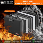 JUNDUN Fireproof Document Box with Lock & Shoulder Strap,Hard Shell Case Document Organizer with 13 Pockets Accordion File Or