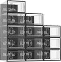 SIMPDIY Shoe Storage, 12 Pack Shoe Organizer for Closet, Shoe Boxes Clear Plastic Stackable Shoe Containers with Lids for Siz