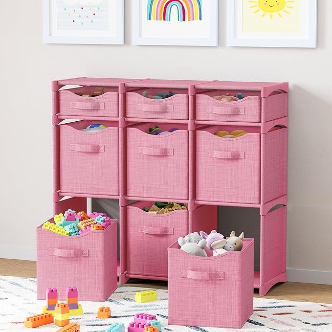 Cube Storage Organizer with Storage Bins Included - The Perfect Closet Organizers and Storage Solution. Includes 9 Storage Cu