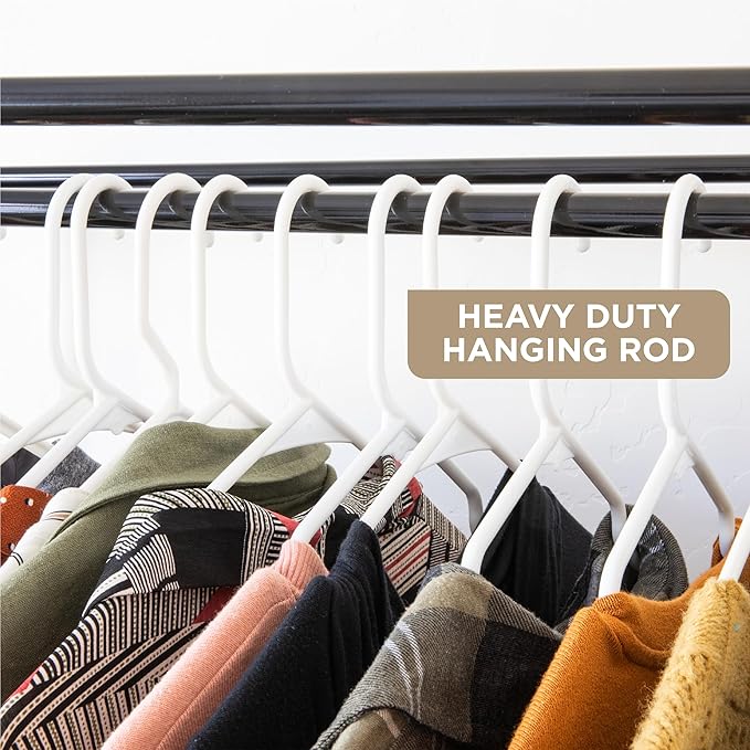 HOLDN’ STORAGE Portable Wardrobe Closet - 65 lb Large Capacity, Internal Heavy Duty Metal Rod, Zipper & Clear Window, Durable