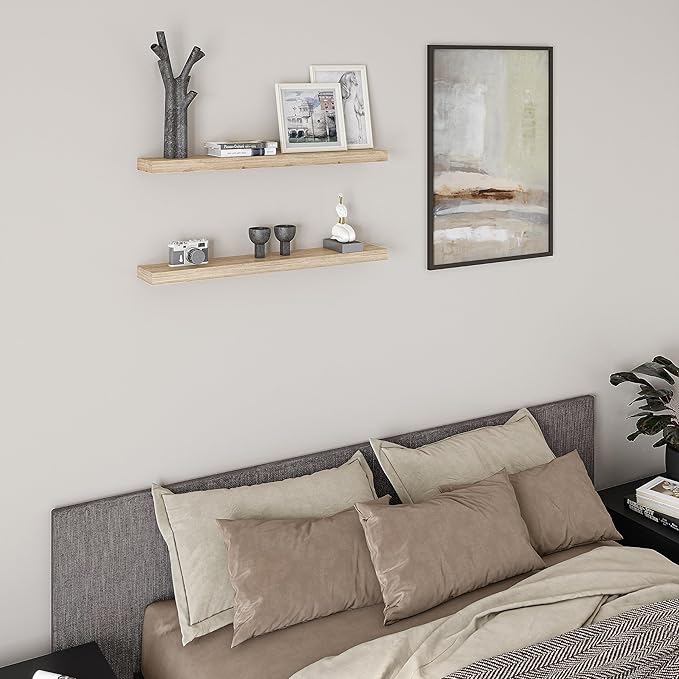 Ballucci Floating Shelves, 36" Wood Wall Shelf Set of 2, with Invisible Brackets for Bathroom, Living Room, Bedroom, Kitchen,