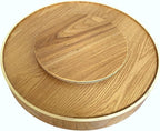 i-lan 16 Inch Large Wooden Lazy Susan Turntable - Wood Rotating Serving Tray for Dining Table & Countertop, Round Table Top O