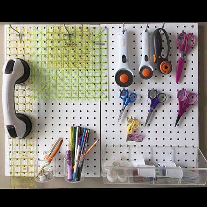 Azar Displays 771620-WHT Plastic Pegboard for Wall Organization - Garage Tool Organizer Wall Mount (Pack of 2) - 1-Sided Dura