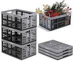 CleverMade Collapsible Utility Crate, Stone, 1PK - 32L (8 Gal) Collapsible Storage Bins, Holds 40lbs Per Bin - Plastic Stacka