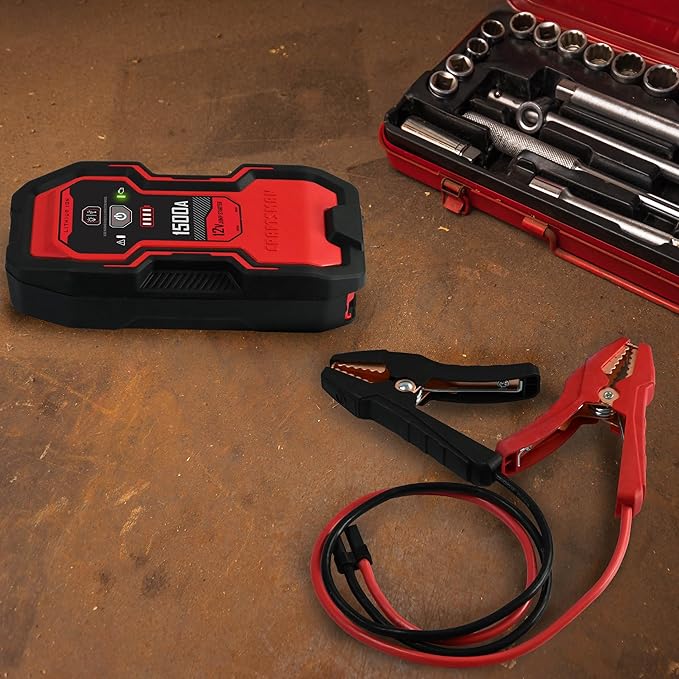 CRAFTSMAN 1500A Lithium Car Battery Jump Starter and Portable Power Pack/Jump Box, 3-in-1 Solution, 2.4A USB Charging, for