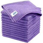 MR.SIGA Microfiber Cleaning Cloths, All-Purpose Microfiber Towels, Streak Free Cleaning Rags, Pack of 12, Purple, Size 32 x 3