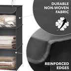 Simple Houseware 3-Shelf Hanging Closet Organizer, Fabric Storage Shelves with 57L Capacity, Dark Gray