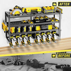 Power Tool Organizer Wall Mount,4 Layers Heavy Duty Storage Rack with 8 Drill Holder, Easy Installation, Tool Organizer Wall 