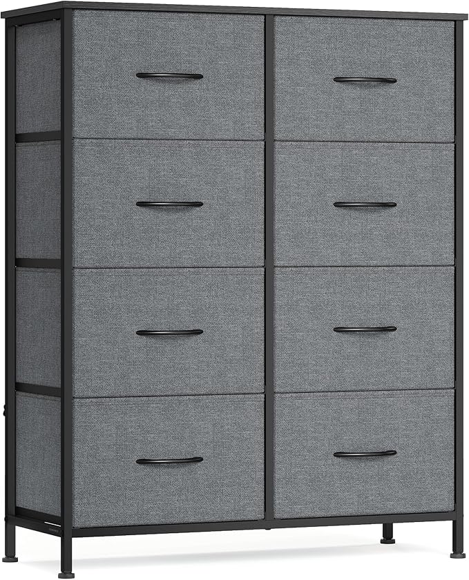 SONGMICS BELLAH Collection - Dresser for Bedroom, Chest of Drawers, Storage Organizer Unit, Closet, Entryway, Steel, 8 Drawer