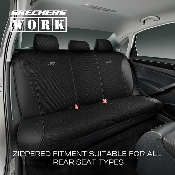 Skechers Car Seat Covers, Work Leather Seat Covers 5-Times Stronger Built-in Webbing, Oxford Fabric Seat Cover Full Sets, Air