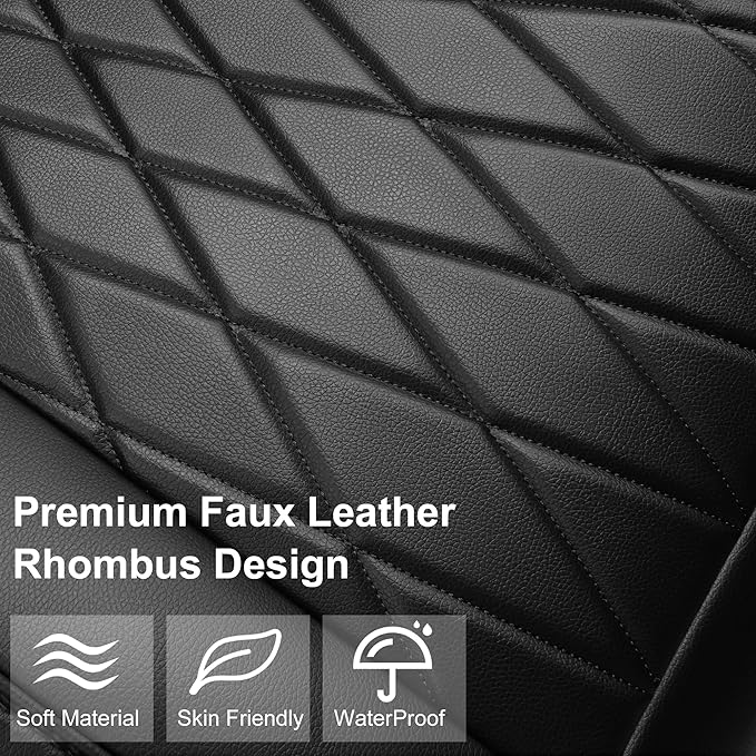 CAR PASS 2 Pack Leather Front Car Seat Covers, Bottom Seat Covers Full Wrapped with Storage Pocket, Anti-Slip Leather Seat Pr
