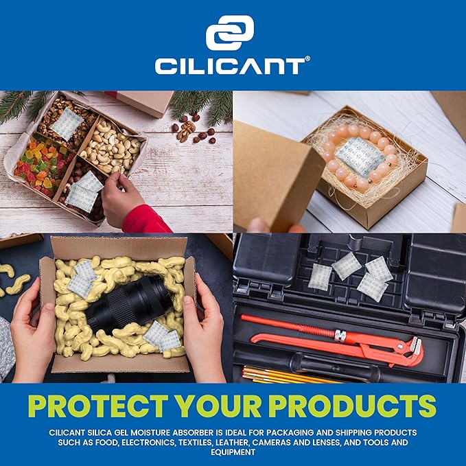 CILICAnt 5-gram Desiccant Pouches, 200 pcs Pack, Food Grade Moisture Absorbers Ideal for Packaging of Shoes, Jewelry,