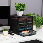 Mind Reader File Storage Drawers, Desk Organizer, Multi-Purpose, Crafts, Office, Metal Mesh, 11"L x 14"W x 11"H, Black, 5 Dra