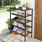 Smiry Shoe Rack, 5 Tier Thick Bamboo Shoe Organizer, Stackable Free Standing Wooden Shoe Storage Shelf for Closet, Entryway, 