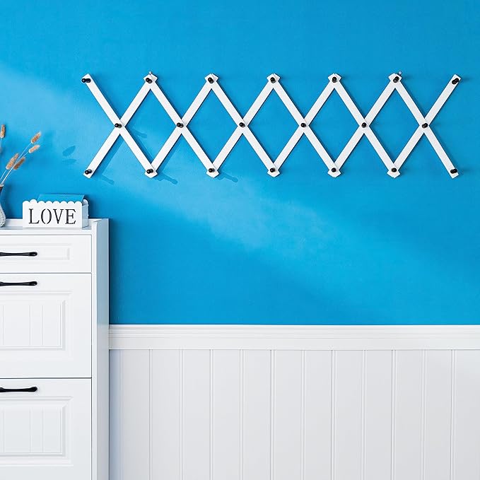 SKOLOO Hat Rack for Wall with 20 Hooks, Solid Wooden, Modern, Expandable Coat Rack Wall Mount for Coats, Hats, Bags, Baseball
