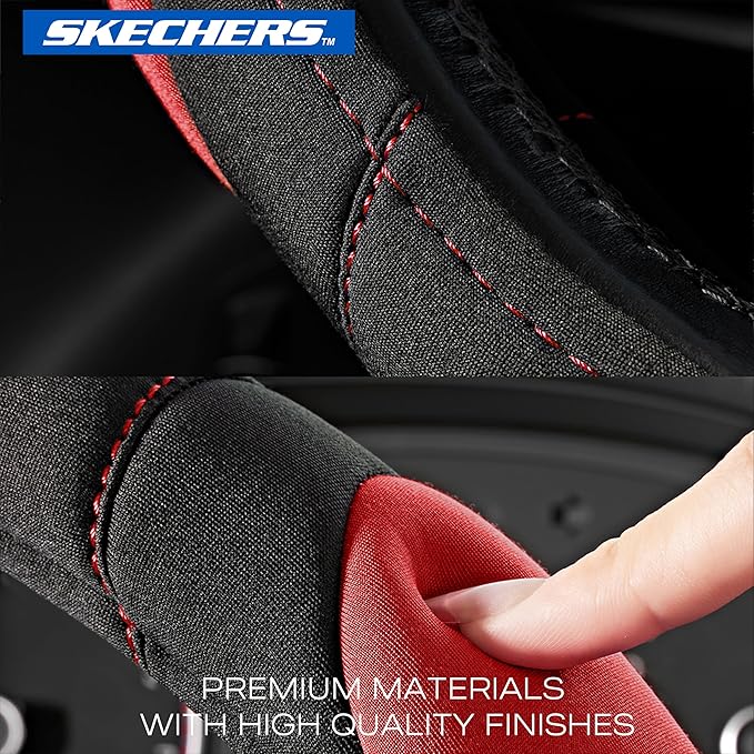 Skechers Steering Wheel Cover,Memory Foam Car Steering Wheel Cover,14.5-15inch Anti-Slip Safety Comfortable Desgin, Universal