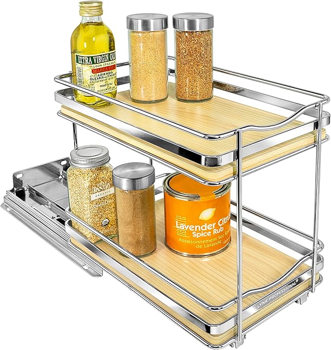 LYNK PROFESSIONAL® Élite™ Pull Out Spice Organization for Cabinets - 6-3/8 inch Wide – Spice Rack for Inside Cabinets – Wood/