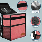 Femuar Car Trash Can with Lid - Leak Proof, Waterproof, Multipurpose Car Hanging for Headrest, Collapsible, Portable with Storage Mesh Pocket, Pink