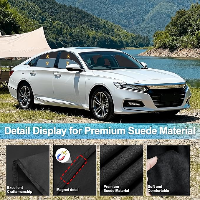 ZATOOTO Car Window Shades Custom Fit for Honda Accord 2018-2023 4-Pack Car Window Covers with 100% UV Protection and Total Blackout Privacy Heat Insulation for Family Travel Baby and Pet Safety