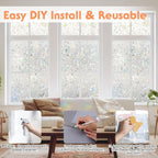 Hilarious Privacy Window Film, Tulip Window Vinyl, Stained Glass Static Stickers, 3D Decorations for Glass Windows, Removable Window Covering, Adhesive-Free Stickers (35.4'' x 118'')