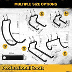 ELEAD 12-Piece Pegboard Hooks with Extension Straps, Heavy Duty Organizer Pegboard Accessories Fit for 1/4" Pegboard, Peg Boa