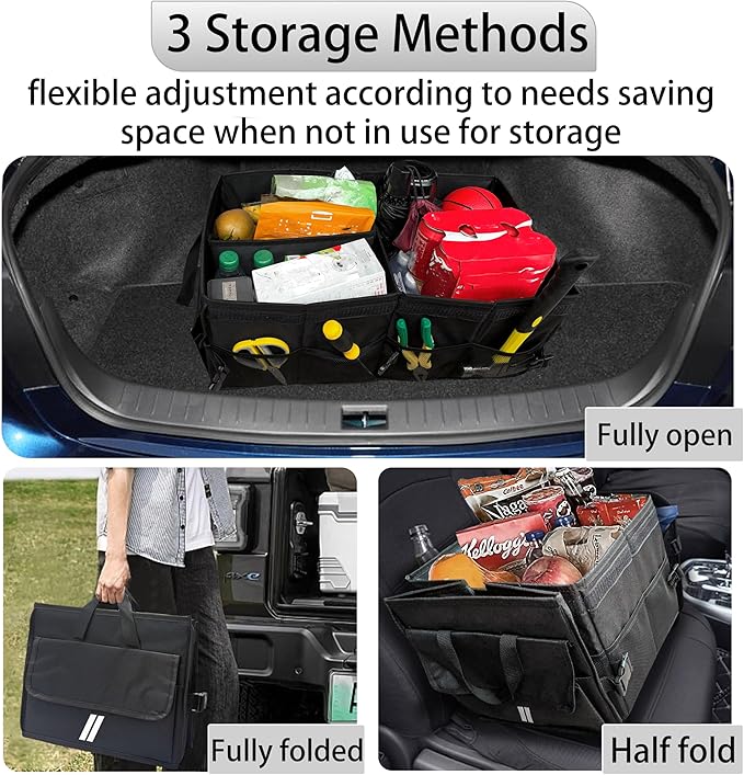 YOSRTER for Dodge Charger Durango Challenger Ram Car Trunk Organizer Collapsible Storage Box with Handle Foldable Lid Non