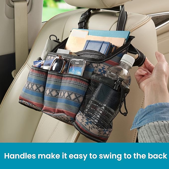 High Road SwingAway Front Seat Car Organizer for Daily Driving Essentials with Side Bottle and Cup Holders
