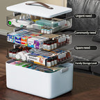 CTIME 4-Tier XL Medicine Organizer - Portable Medicine Cabinet with Leather Handle, Empty First Aid Kit for Home Organization