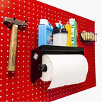 Pegboard Paper Towel Holder with Shelf, Peg Board Accessory Kit with Heavy Duty Peg Hooks, Black Pegboard Accessories Tool Ho