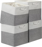 13x13 Storage Cube Bins 4Pack,Collapsible Cube Storage Organizer for Closet, Fabric Storage Box w/ Rope Handles, Foldable Sto