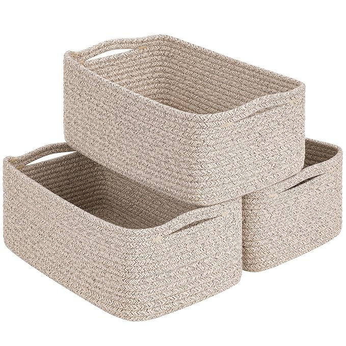 Goodpick Storage Baskets, 13 x 8 x 5 in, Closet Shelf Organizers for Gifts Empty Baskets for Shelves Dog Toy Basket Woven Bas