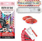 Emergency Contact Identification System for Car Seats, Booster Seats, Baby Gear | Family ROTH ID TAG Kit (6 Tags)